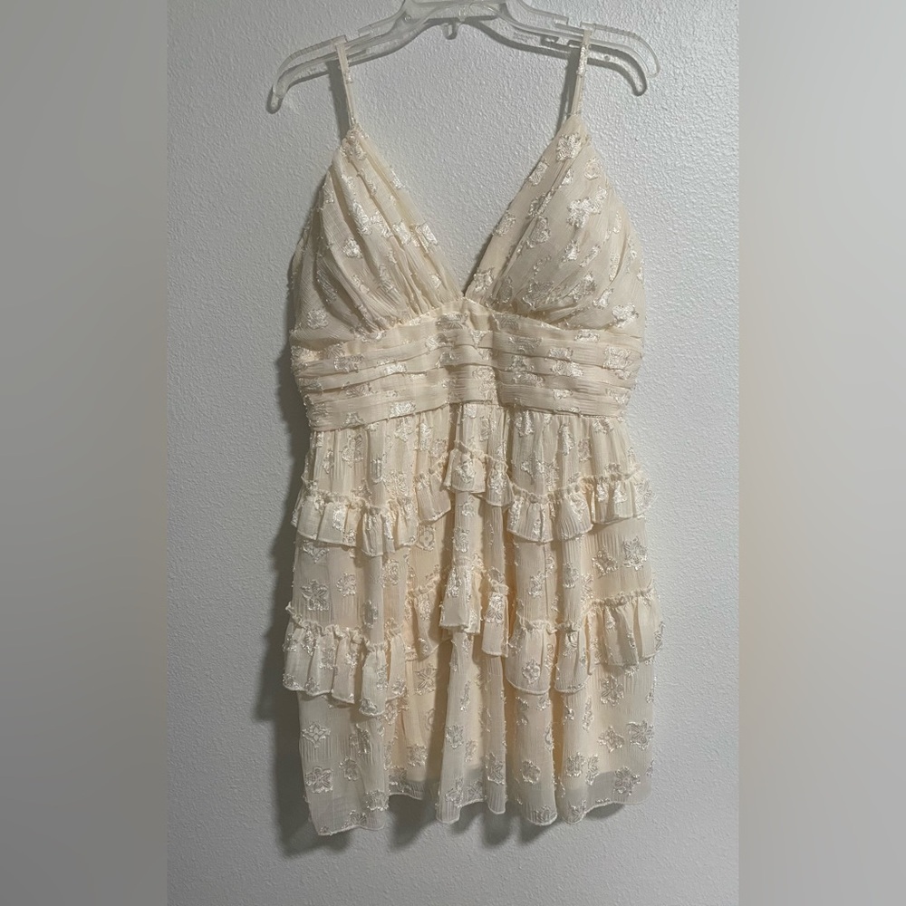 Layered With Love Ivory Ruffle Mini Dress sz M NWT $138